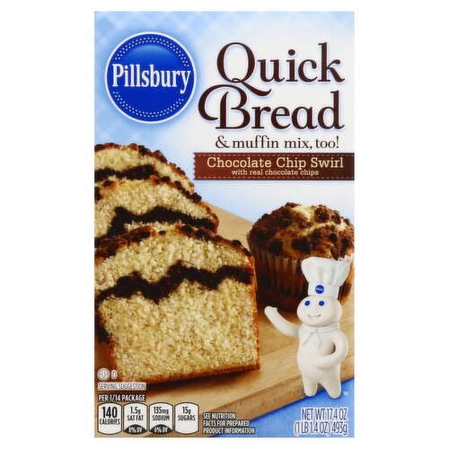 Pillsbury Chocolate Chip Swirl Quick Bread & Muffin Mix, 17.4 oz