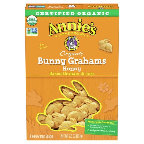 Annie's Homegrown Bunny Grahams Organic Honey Baked Graham Snacks, 7.5 ...