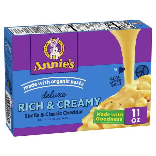 Annie's Deluxe Rich & Creamy Shells & Classic Cheddar Pasta & Cheese Sauce, 11.3 oz