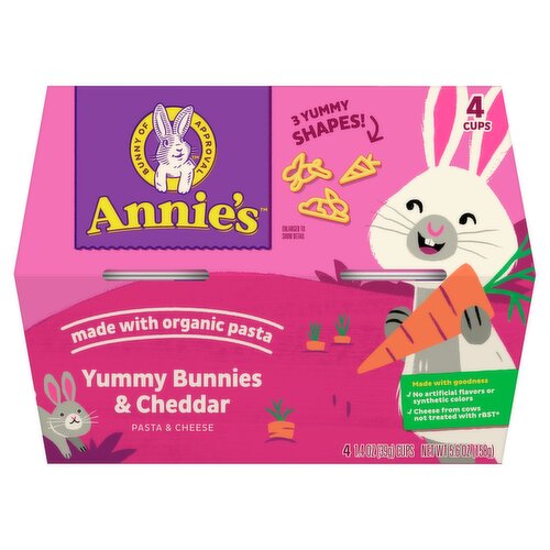 Annie's Yummy Bunnies & Cheddar Pasta & Cheese, 1.4 oz, 4 count