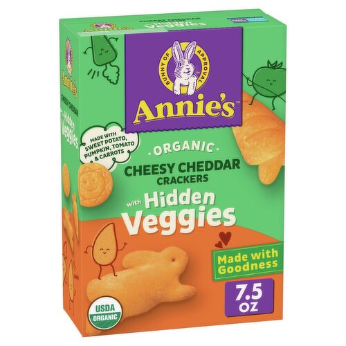 Annie's Organic Cheesy Cheddar with Hidden Veggies Baked Snack Cracker, 7.5 oz