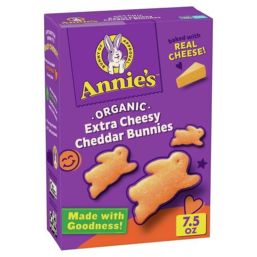 Annie's Organic Extra Cheesy Cheddar Bunnies Baked Crackers, 7.5 oz
