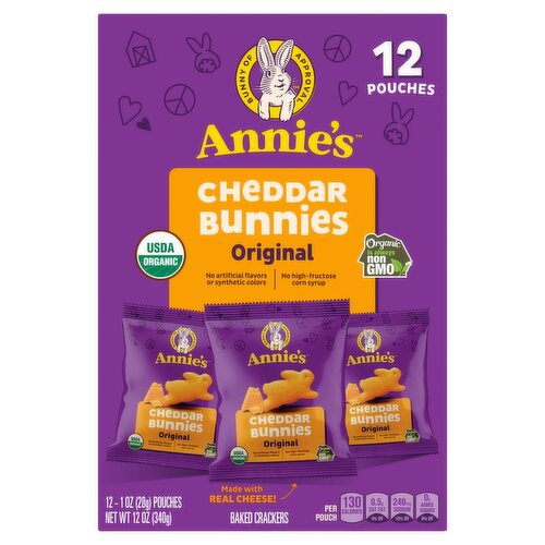 Annie's Original Cheddar Bunnies Baked Crackers, 1 oz, 12 count