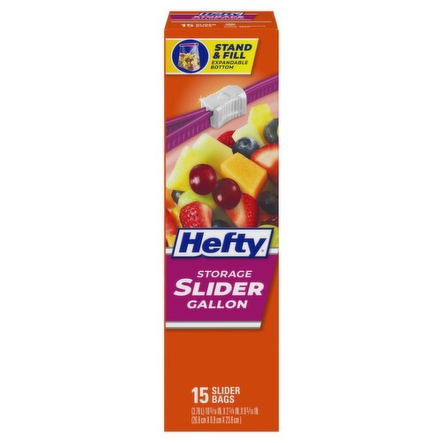 Hefty Storage Gallon Slider Bags, 15 count