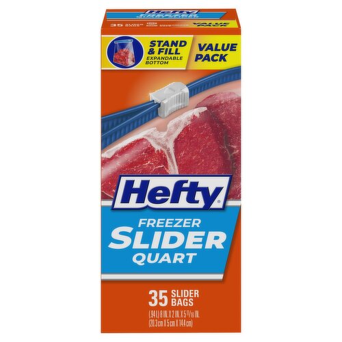 Hefty Slider Quart Size Freezer Bags Value Pack, 35 count