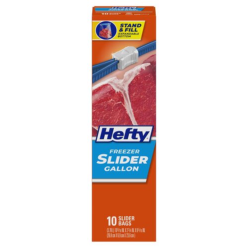 Hefty Freezer Gallon Slider Bags, 10 count