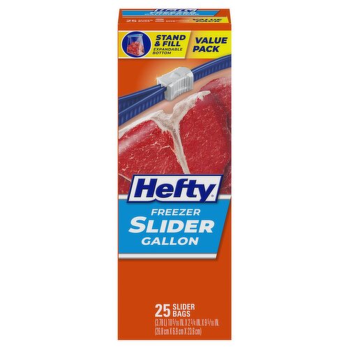 Hefty Gallon Freezer Slider Bags Value Pack, 25 count