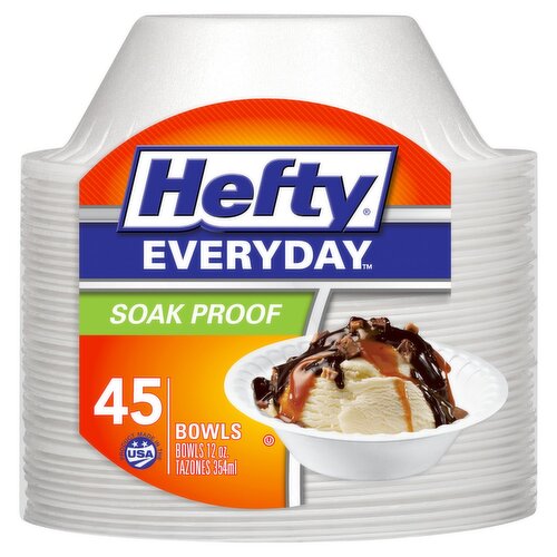 Hefty Everyday Soak Proof 12 oz White Foam Bowls