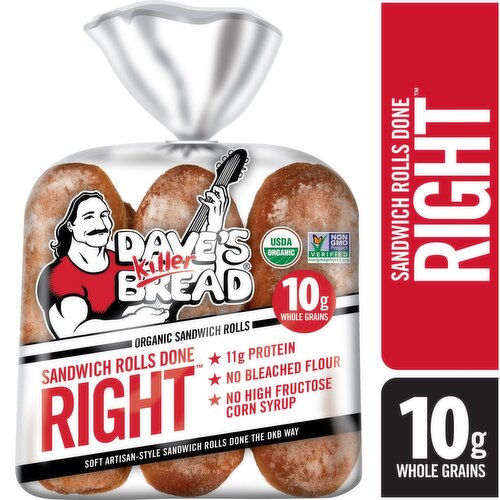 Dave's Killer Bread Organic Sandwich Rolls Done Right, 6 count, 18 oz
