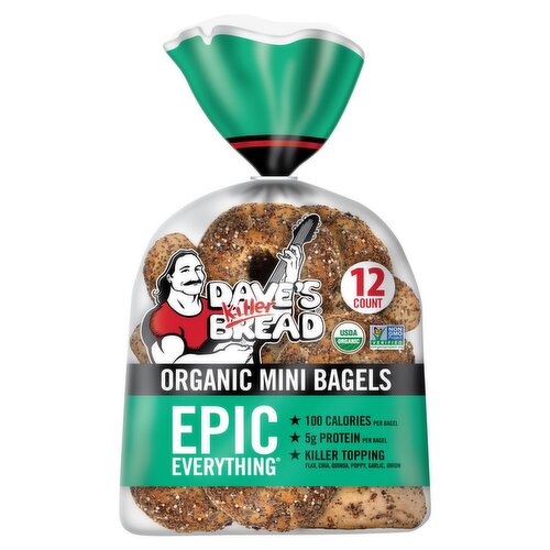 Dave's Killer Bread Epic Everything Organic Mini Bagels, 12 count, 15.6 oz