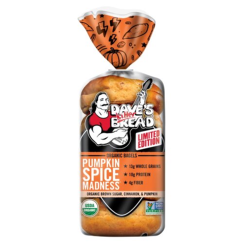 Dave's Killer Bread Pumpkin Spice Madness Organic Bagels Limited Edition, 16.75 oz