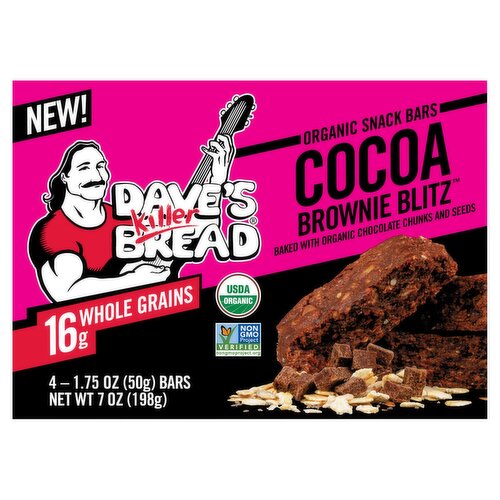 Dave's Killer Bread Cocoa Brownie Blitz Organic Snack Bars, 1.75 oz, 4 count