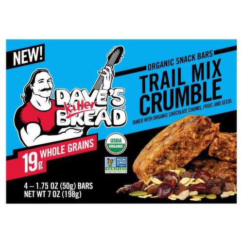 Dave's Killer Bread Trail Mix Crumble Organic Snack Bars, 1.75 oz, 4 count