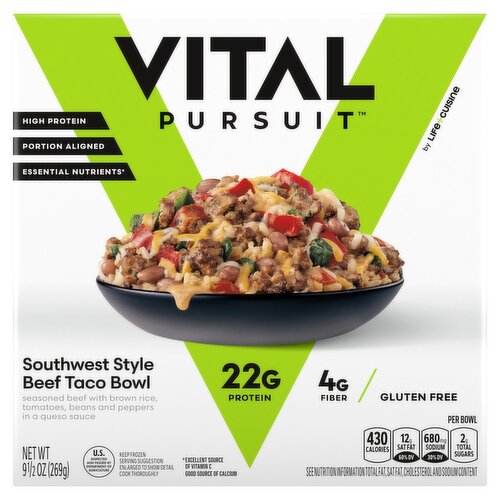 Vital Pursuit Life Cuisine Southwest Style Beef Taco Bowl, 9 1/2 oz