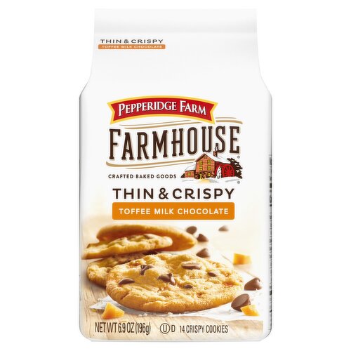 Pepperidge Farm Farmhouse Thin & Crispy Toffee Milk Chocolate Cookies, 14 count, 6.9 oz