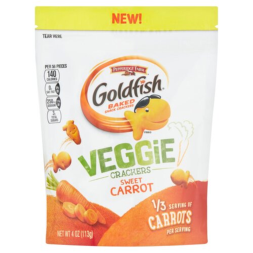 Pepperidge Farm Goldfish Veggie Sweet Carrot Baked Snack Crackers, 4 oz