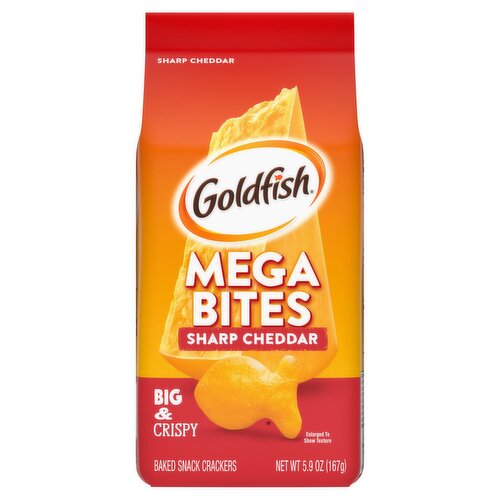 Pepperidge Farm Goldfish Mega Bites Sharp Cheddar Baked Snack Crackers, 5.9 oz