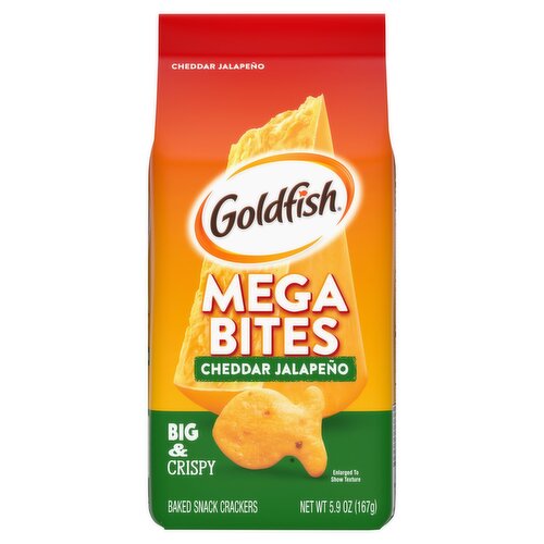 Goldfish Mega Bites Cheddar Jalapeño Baked Snack Crackers, 5.9 oz