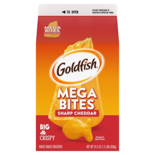 Goldfish Mega Bites Sharp Cheddar Baked Snack Crackers, 24.3 oz