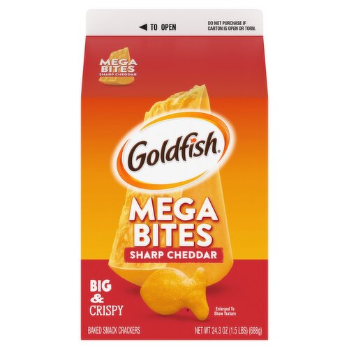 Goldfish Mega Bites Sharp Cheddar Baked Snack Crackers, 26.7 oz