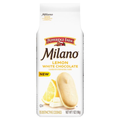 Pepperidge Farm Milano Lemon White Chocolate Distinctive Cookies, 15 count, 7 oz