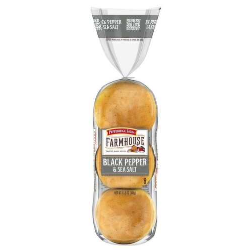 Pepperidge Farm Farmhouse Black Pepper & Sea Salt Buns, 6 count, 13.5 oz