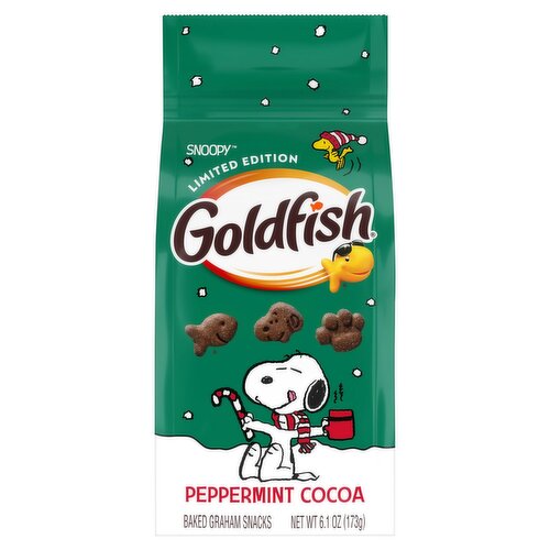 Goldfish Snoopy Peppermint Cocoa Baked Graham Snacks Limited Edition, 6.1 oz