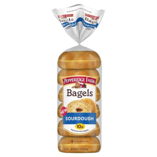 Pepperidge Farm Sourdough Pre-Sliced Bagels, 6 count, 21 oz
