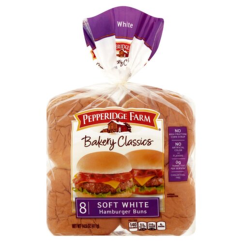 Pepperidge Farm Bakery Classics Soft White Hamburger Buns, 8 count, 14.5 oz