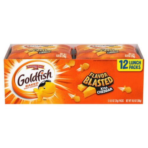 Pepperidge Farm Goldfish Flavor Blasted Xtra Cheddar Baked Snack Crackers, 0.9 oz, 12 count