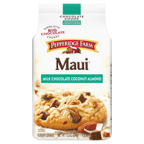 Pepperidge Farm Maui Milk Chocolate Coconut Almond Crispy Cookies, 8 count, 7.2 oz