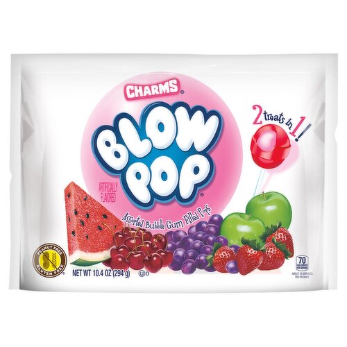 Charms Blow Pop Assorted Bubble Gum Filled Pops, 10.4 oz