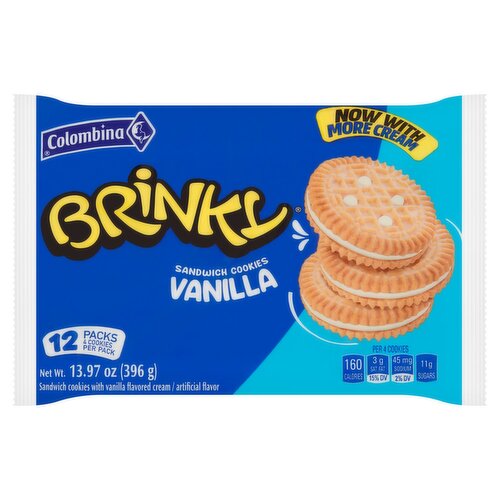 Colombina Brinky Vanilla Sandwich Cookies, 12 count, 13.97 oz