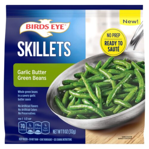 Birds Eye Skillets Garlic Butter Green Beans, Frozen Vegetables, 11 oz.