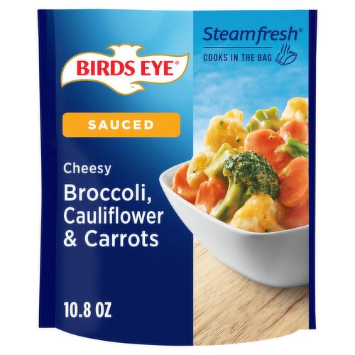 Birds Eye Steamfresh Cheesy Sauced Broccoli, Cauliflower & Carrots, 10.8 oz