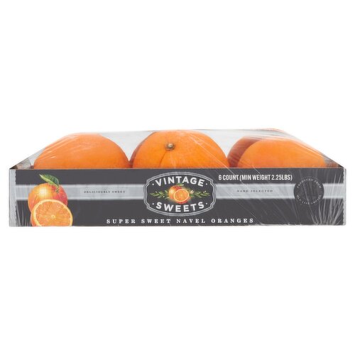 Vintage Sweets Super Sweet Navel Oranges, 6 count, 2.25 lbs