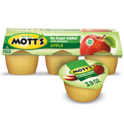 Mott's No Sugar Added Applesauce, 3.9 oz, 6 count