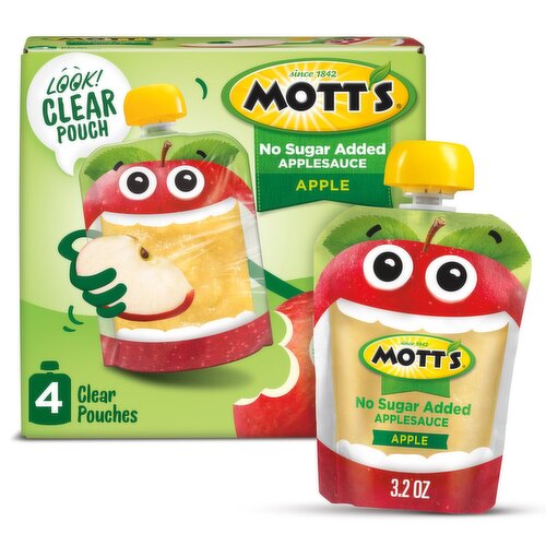 Mott's No Sugar Added Applesauce, 3.2 oz, 4 count