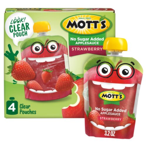 Mott's Strawberry No Sugar Added Applesauce, 4 count