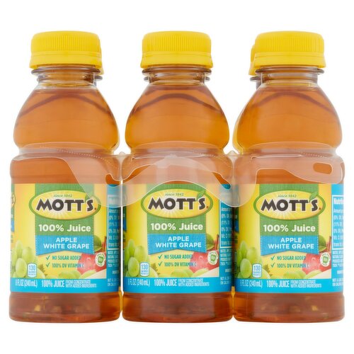 Mott's Apple White Grape 100% Juice, 8 fl oz, 6 count