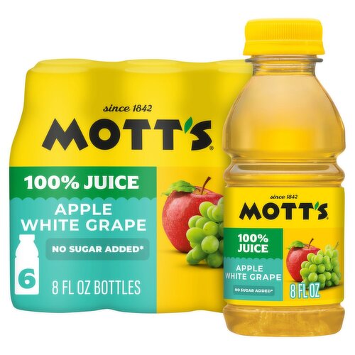 Mott's Apple White Grape 100% Juice, 8 fl oz, 6 count