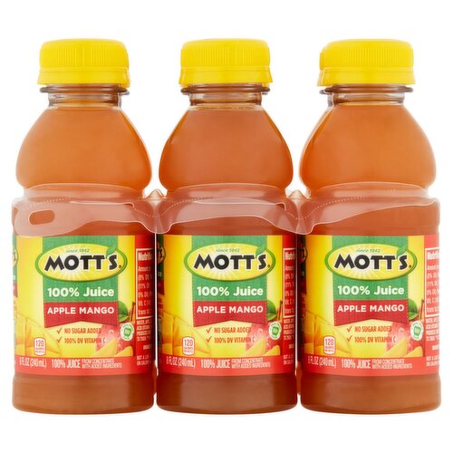 Mott's Apple Mango 100% Juice, 8 fl oz, 6 count