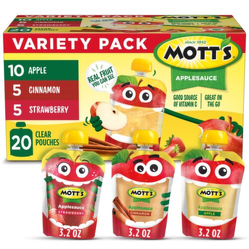 Mott's Apple, Cinnamon, Strawberry, Applesauce Variety Pack, 3.2 oz, 20 count