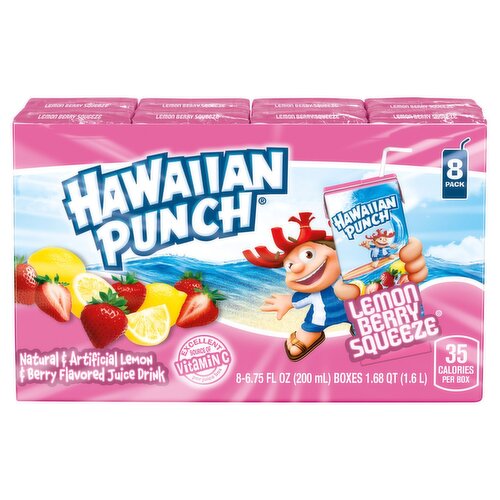 Hawaiian Punch Lemon Berry Squeeze Juice Drink, 6.75 fl oz, 8 count