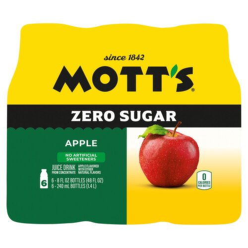 Mott's Zero Sugar Apple Juice Drink, 8 fl oz, 6 count