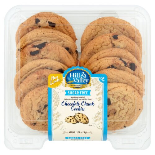 Hill & Valley Premium Bakery Sugar Free Chocolate Chunk Cookies, 15 oz