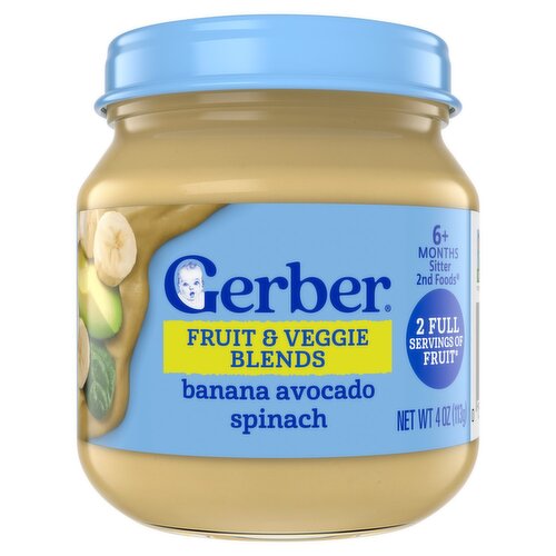 Gerber 2nd Foods Fruit & Veggie Blends Baby Food, 6+ Months Sitter, 4 oz