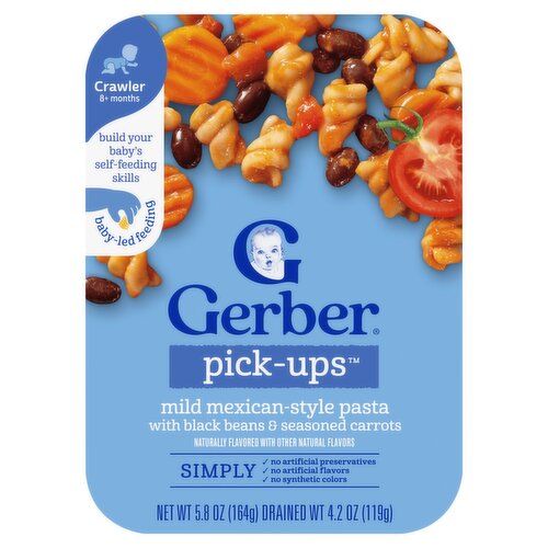 Gerber Pick-Ups Mild Mexican-Style Pasta Baby Food, Crawler 8+ months, 5.8 oz