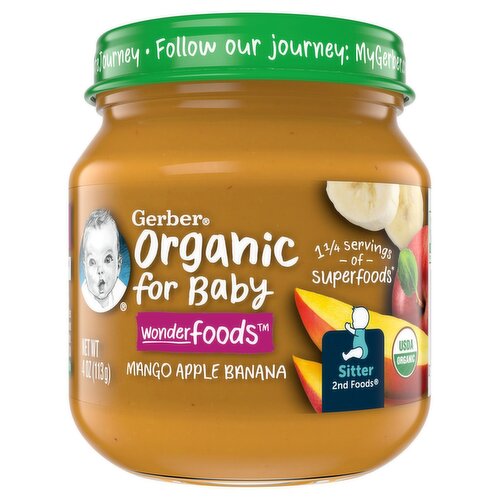 Gerber 2nd Foods Mango Apple Banana Baby Food, Sitter, 4 oz