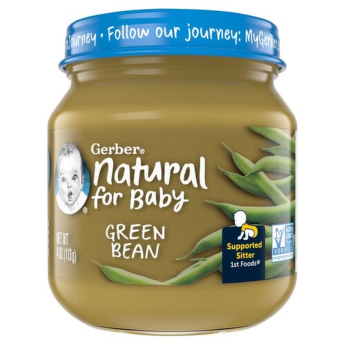 Gerber 1st Foods Green Bean Baby Food, Supported Sitter, 4 oz